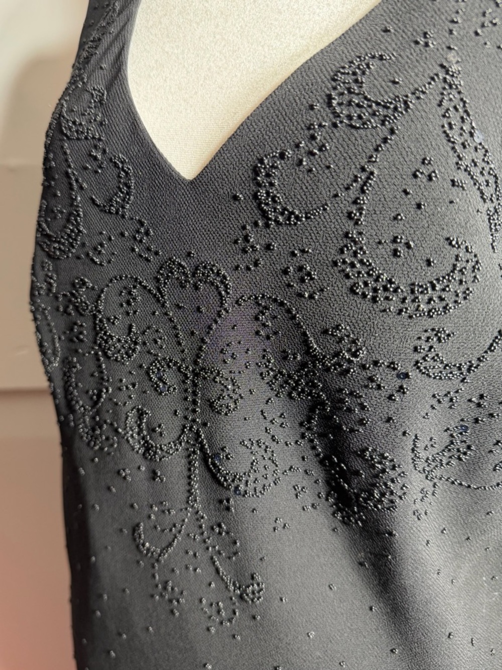 Vintage Dollar Black V-Neck Sleeveless Maxi Handkerchief Dress